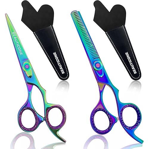 Hair Cutting & Thinning Scissors Set, Professional 6.5" Barber Shears for Haircut Men/Women, Beard & Mustache Trimming Stainless Steel Hairdressing Scissors, Adjustable Screw