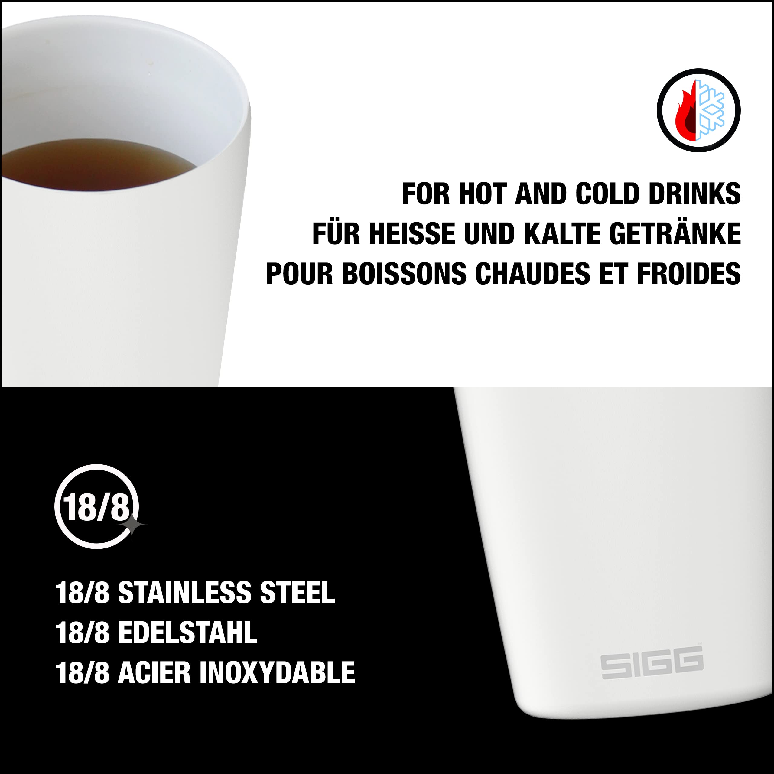 SIGG Neso Cup Thermos (0,3 L / 0,4 L), Mug Thermos Isolant à Double Paroi Fabriqué avec Des Matériaux Non Toxiques, Tasse à Café à Emporter en Acier Inoxydable 18/8