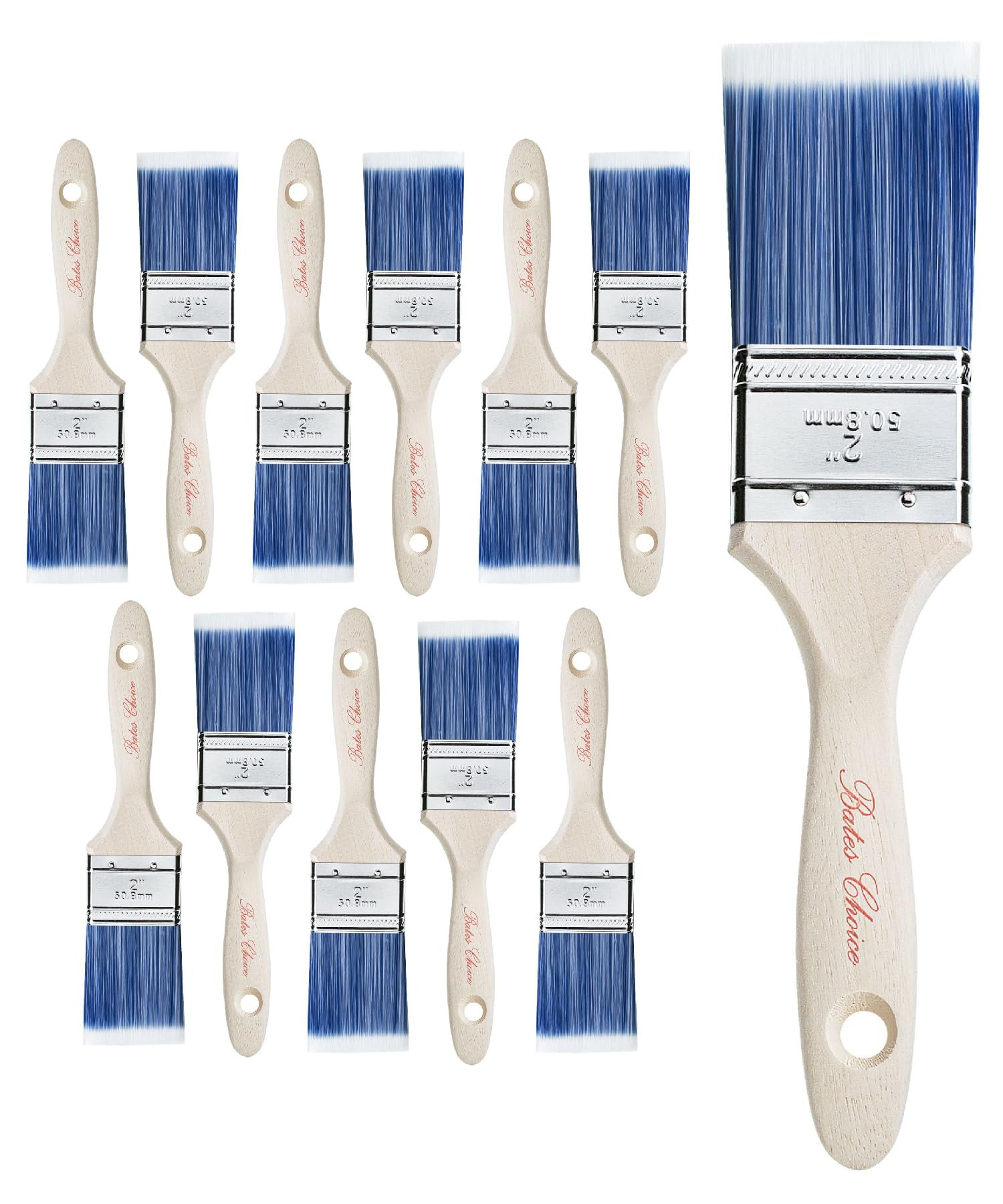 Bates- Pinceles de Pintura, Paquete de 12, Mango de Madera tratada, Pinceles para Paredes, Pinceles de Pintura, Pinceles de Pintura de Pared, Pincel de Pintura, Pincel de Pintura para Muebles,