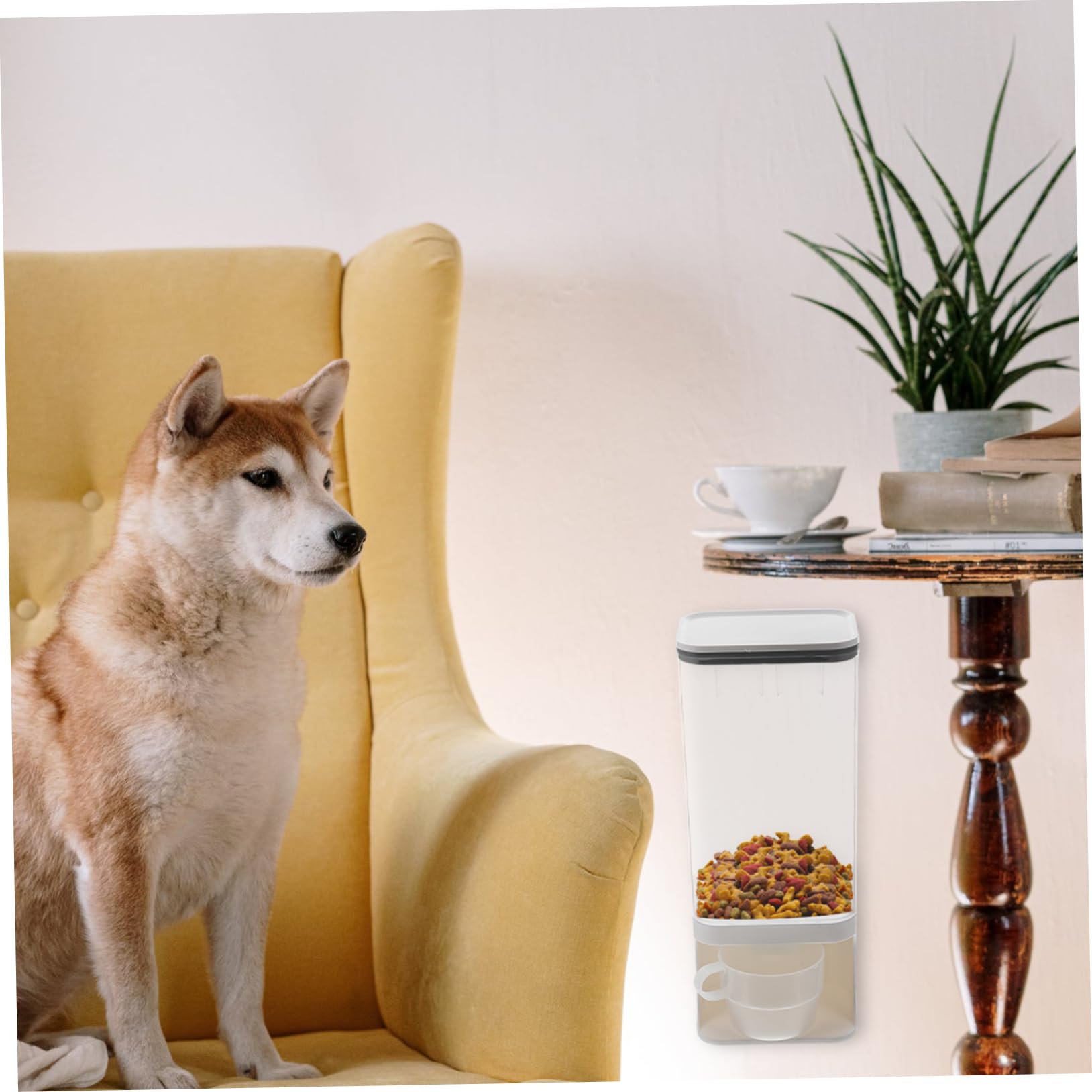 Yardwe Wall Mounted Airtight Pet Food Storage Container Dog and Cat Food Dispenser Moisture Snack Tank for Dry Food Space Saving Design for Home Organization