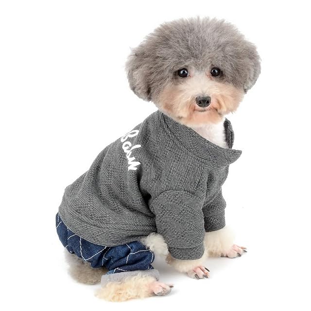 Foto 2 de 8 de Zunea Mono de perro pequeño abrigo de invierno cálido trajes de perrito ropa de algodón suéter de mezclilla…