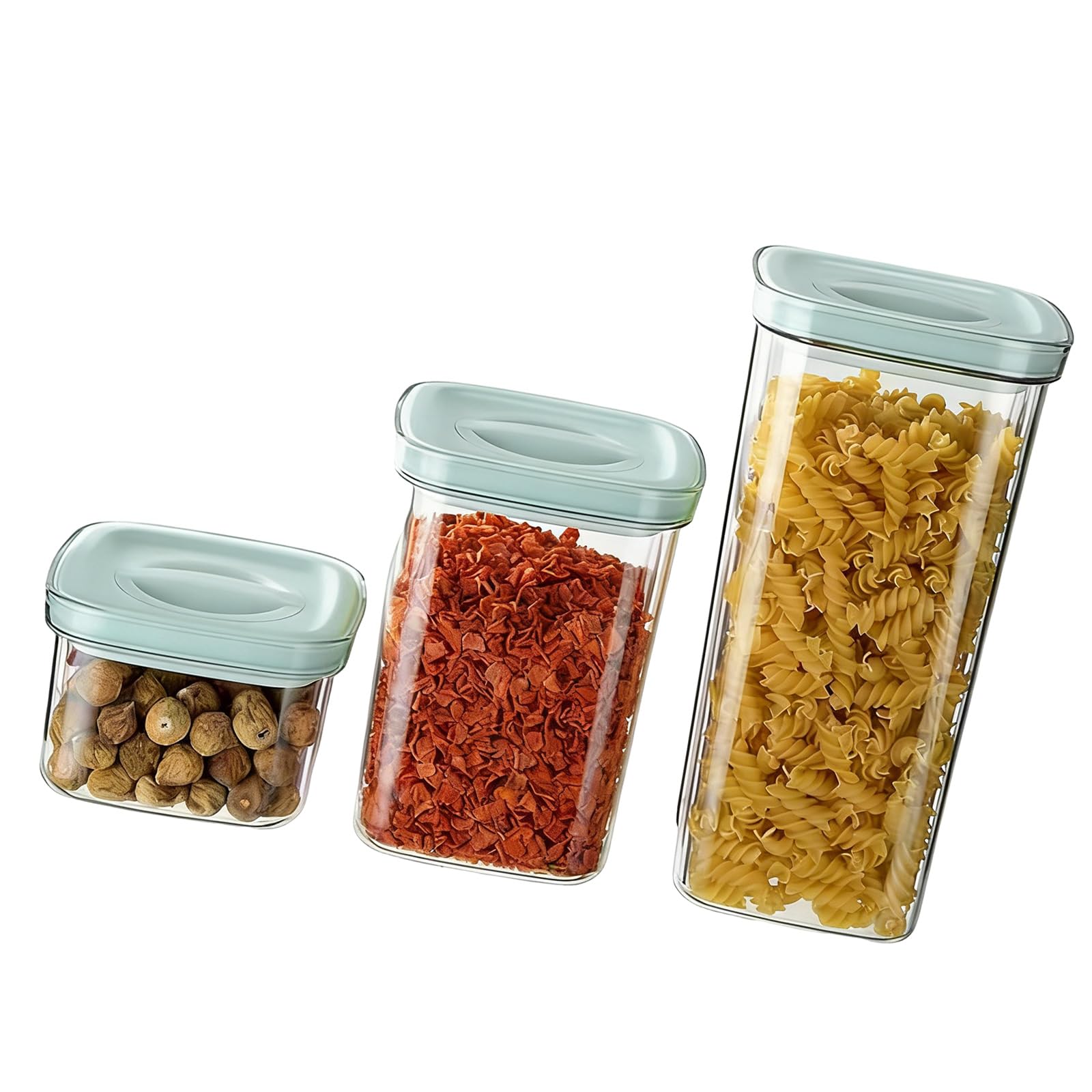 ZEPFJHE Of 3 Clear Rotating Jars with Airtights Lid for Storing Grains Storage Containers