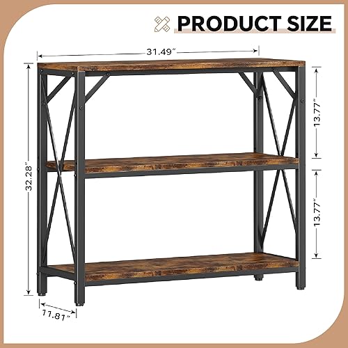 Miniatura 3 de Homeiju Mesa consola de 31.5 pulgadas de ancho, mesa de entrada de 3 niveles con almacenamiento, mesa de sofá industrial con estantes abiertos,