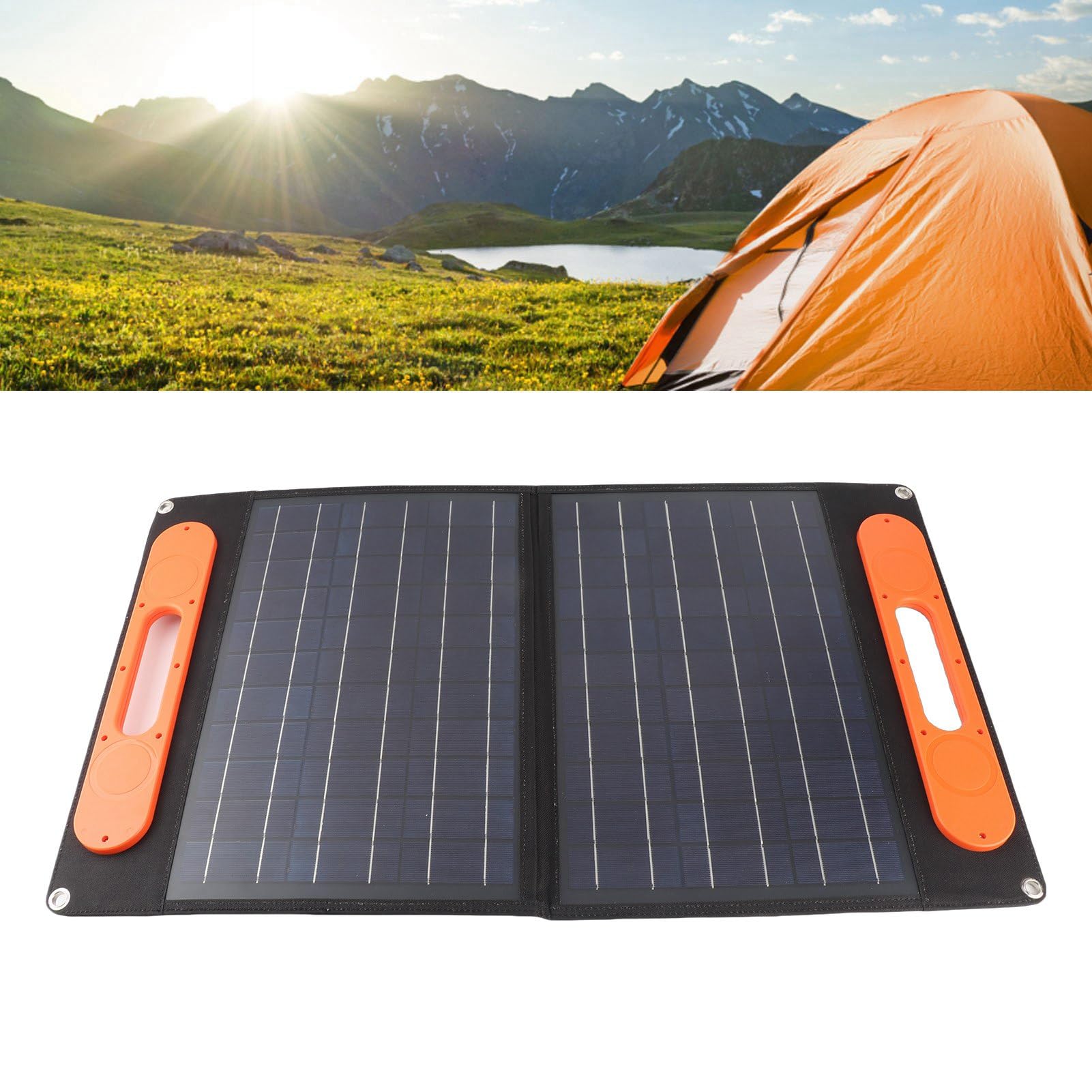HEEPDD Cargador Solar Portátil, Panel Solar Plegable Monocristalino de 60 W con Doble USB y Tipo C, Salida de 18 V, Diseño Ligero para Excursionistas, Camping, Viajes, Uso Al Aire Libre