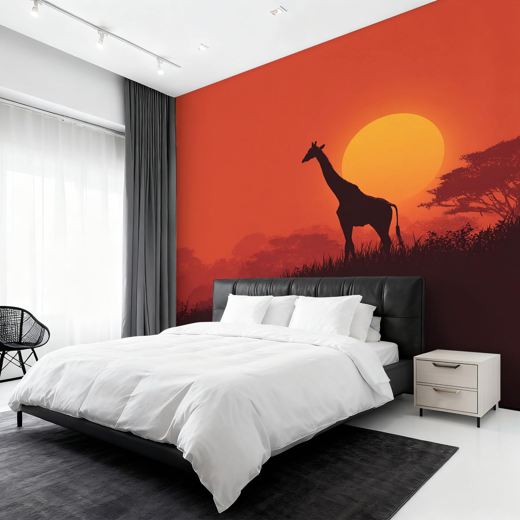 Fresque murale intissé girafe africaine grand format 450x315 papier peint salon nature