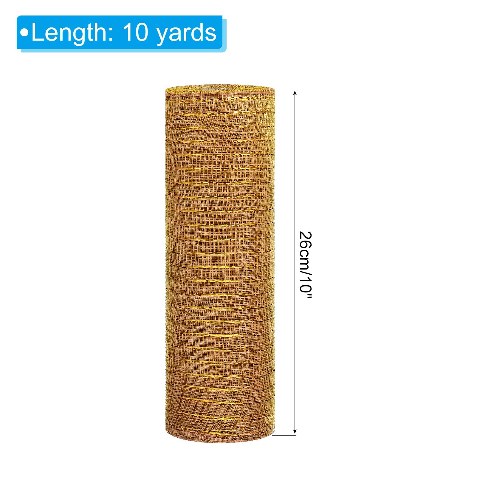 PATIKIL Decorative Mesh Ribbon, 10 Inch x 10 Yard Mesh Ribbon Roll Foil Metallic for Christmas Tree Wreath Decoration Gold/Brown - Image 2