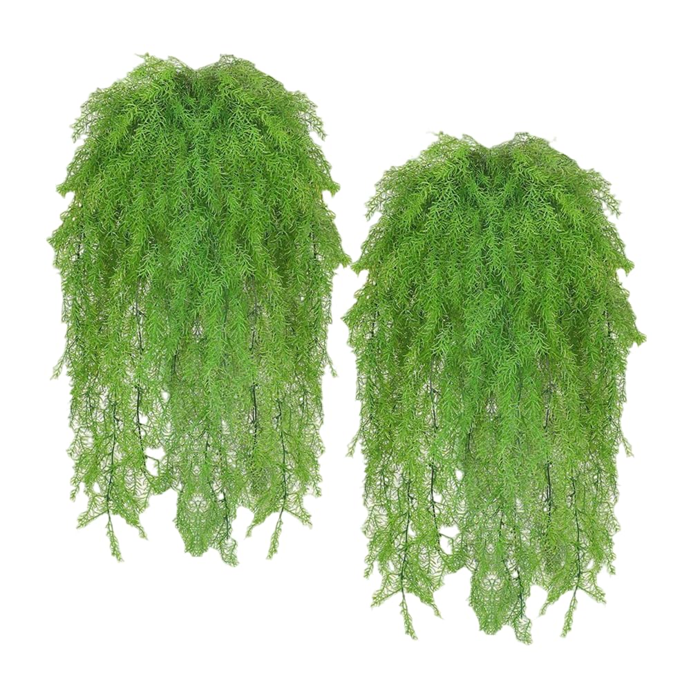 TONGMAN 2Pcs Artificial Hanging Plants Fake Plants Ferns Faux Hanging Fern Plant Plastic Greenery Vine -Fake Ivy Leaves Decoration for Indoors & Outdoors (Green)