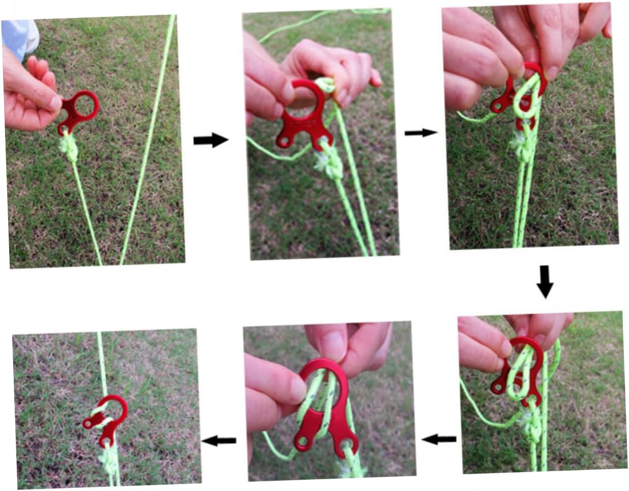 Outanaya 12pcs Tent Rope Buckles Durable Cord Fasteners for Camping Hiking and Outdoor Activities Red