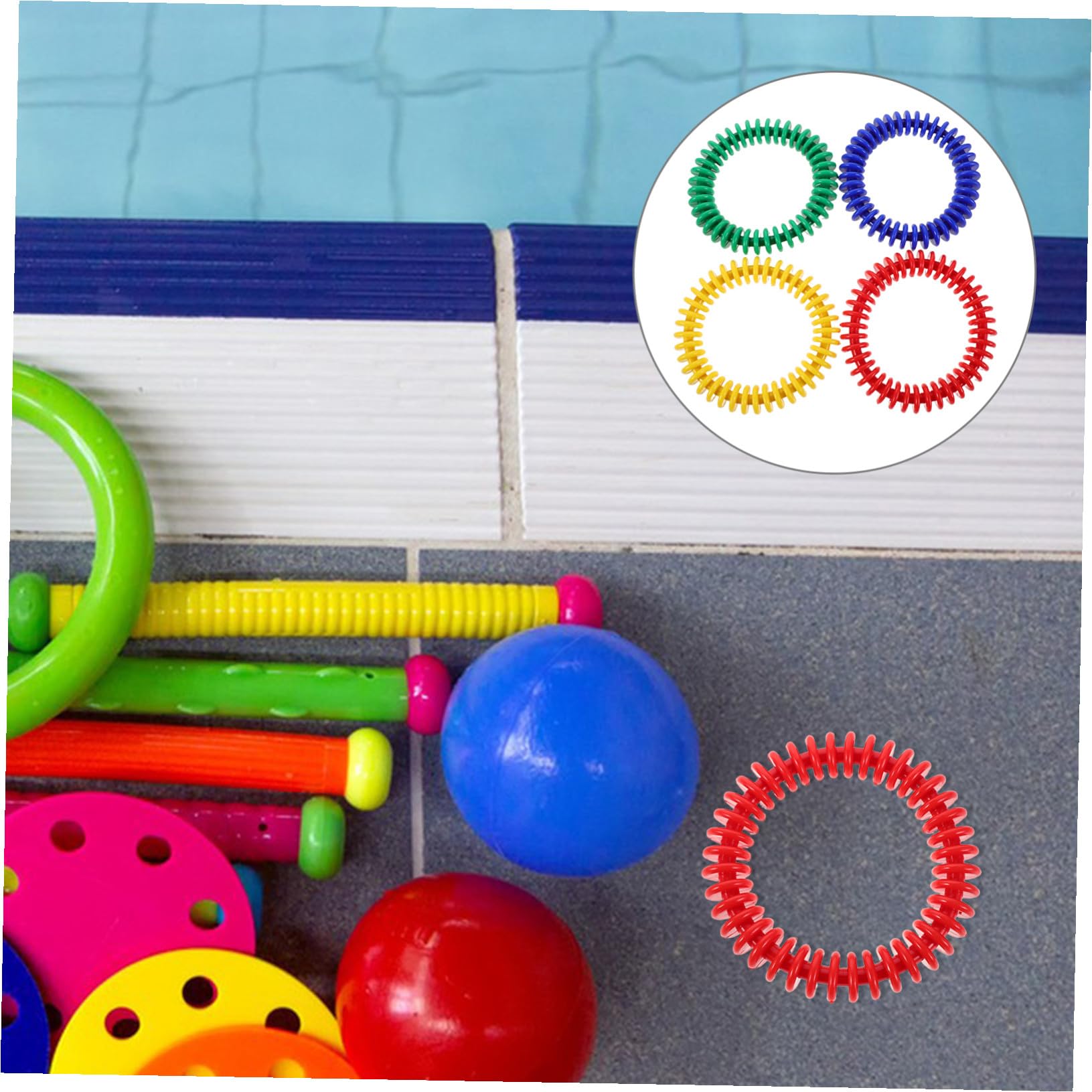 4 Pièces Anneaux de Plongée Souples pour Piscine de Plongée Coloré pour Garçon Fille et Adultes Anneaux de Formation Aquatique Faciles à Repérer pour Entraînement Natation