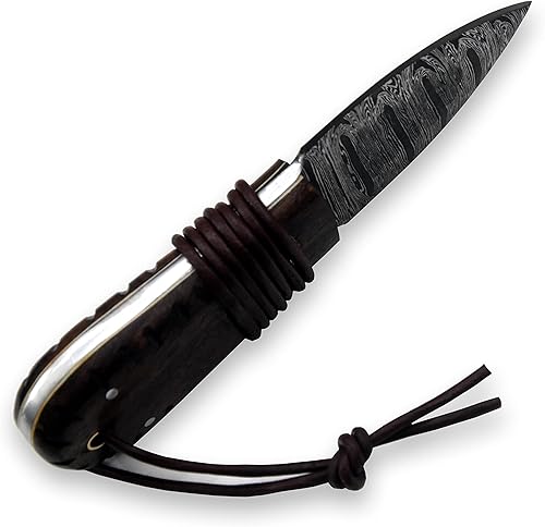 Miniatura 4 de Hercules Knives Cuchillos Custom Hand Forged Damasco Acero Vintage Cuchillo de Caza Ciervo Cuchillo de Desollar Cuchillo de Nogal Mango de Cuero