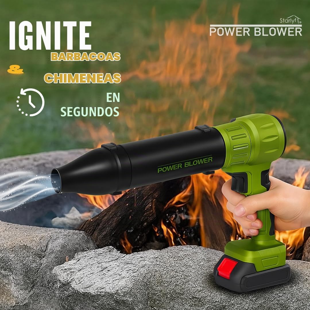 STARLYF Soplador de Aire Power Blower, Hasta120 km/h, Soplador de Hojas, Sopladora de Jardín, Portátil Potente, Inalámbrico, Barre el Jardín, Quita Nieve, Seca Coches -Servicio postventa-