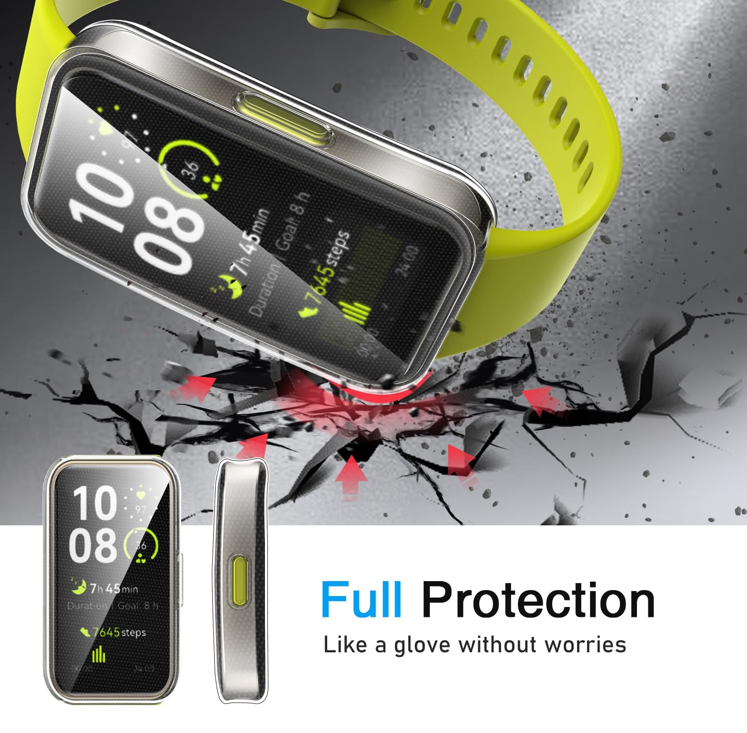 IVoler 3 Pezzi Cover Con Vetro Temperato Per Huawei Band 10/9/8 - Custodia Rigida PC, 2 Trasparenti + 1 Nera, Protezione Completa