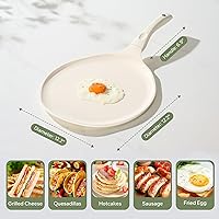 Vista 3 de Redchef Sartén antiadherente para crepes de 12 pulgadas con revestimiento de cerámica, sartén plana antiadherente, sartén profesional