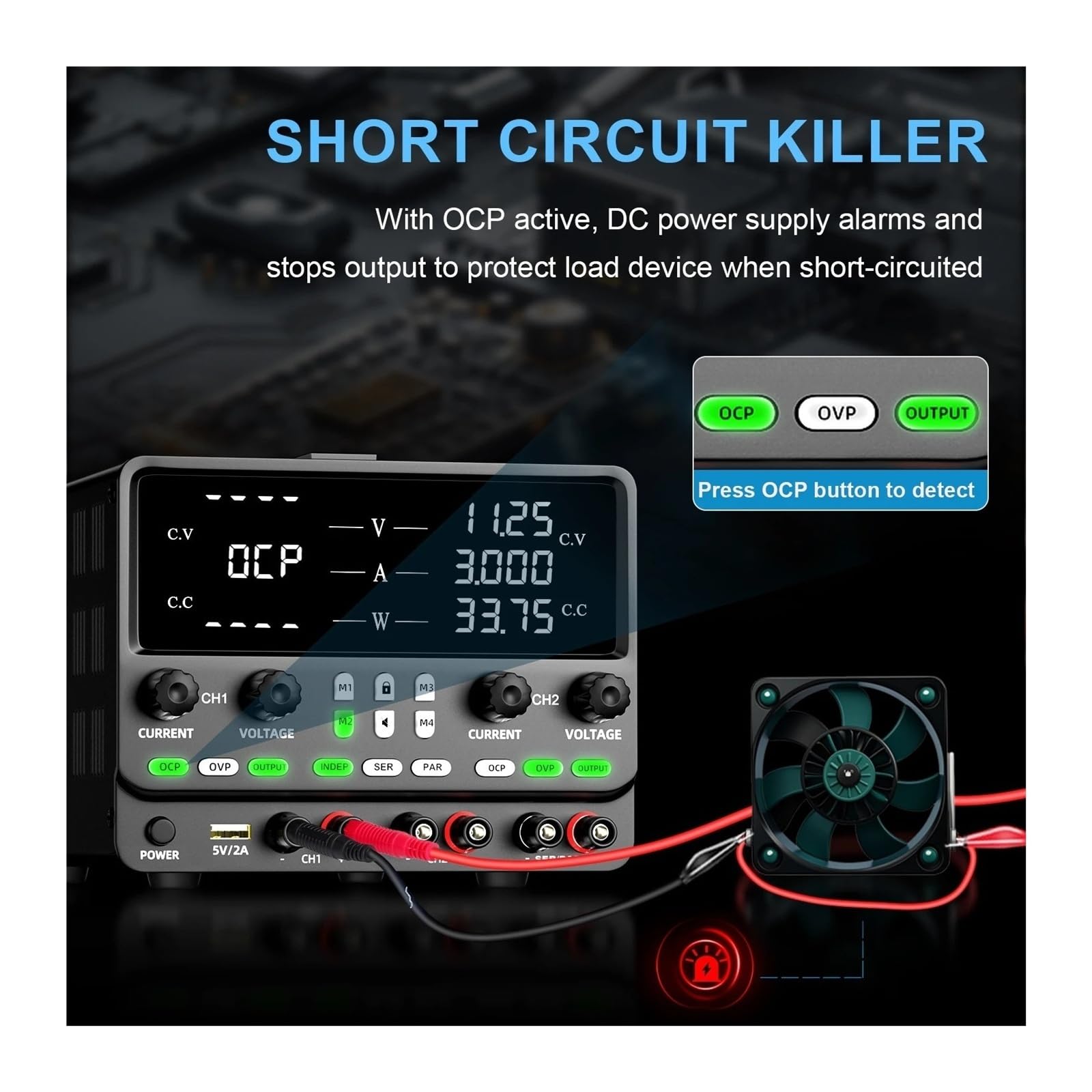 Dwukanałowy zasilacz laboratoryjny prądu stałego o zmiennym napięciu 30–120 V, stabilizator napięcia z pamięcią 4 zestawów Wielokrotna ochrona(Dual 30V 10A)