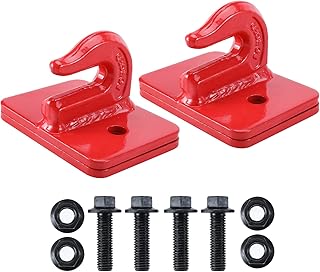 2 Pack 3/8" Tractor Bucket Grab Hook, Bolt On Grab Hook Tow Hook Mount with Backer Plate, Grade 70 Forged Steel (Red)