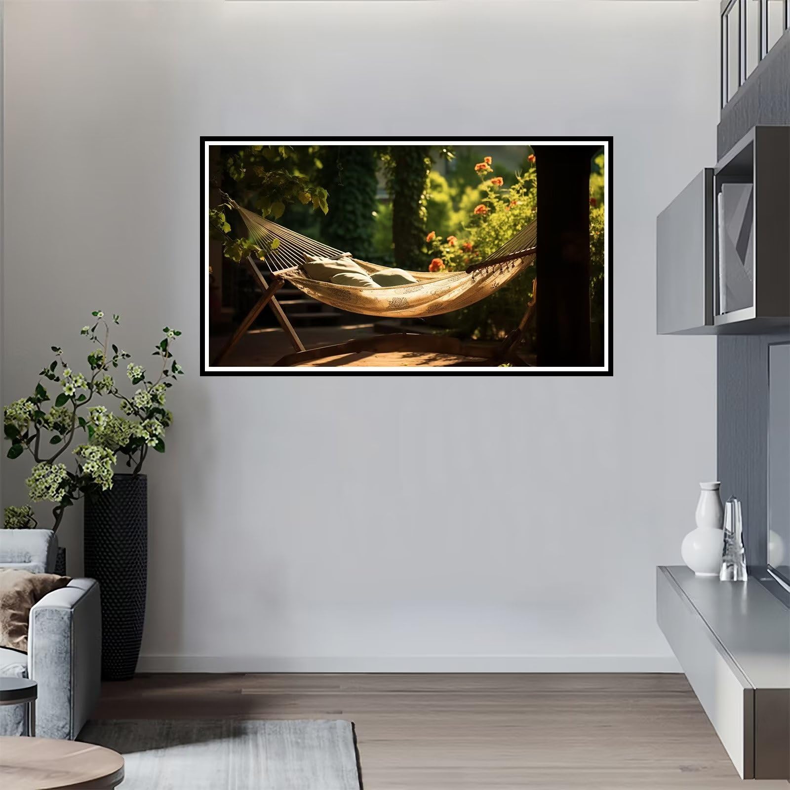 Diamond Painting 5D DIY Set Erwachsene Diamant Painting Bilder Malen nach Zahlen Diamant Painting für Anfänger Diamond Painting Set für Wohnzimmer Schlafzimmer Wand Deko(Nachmittag Swing,124x70cm)-9x