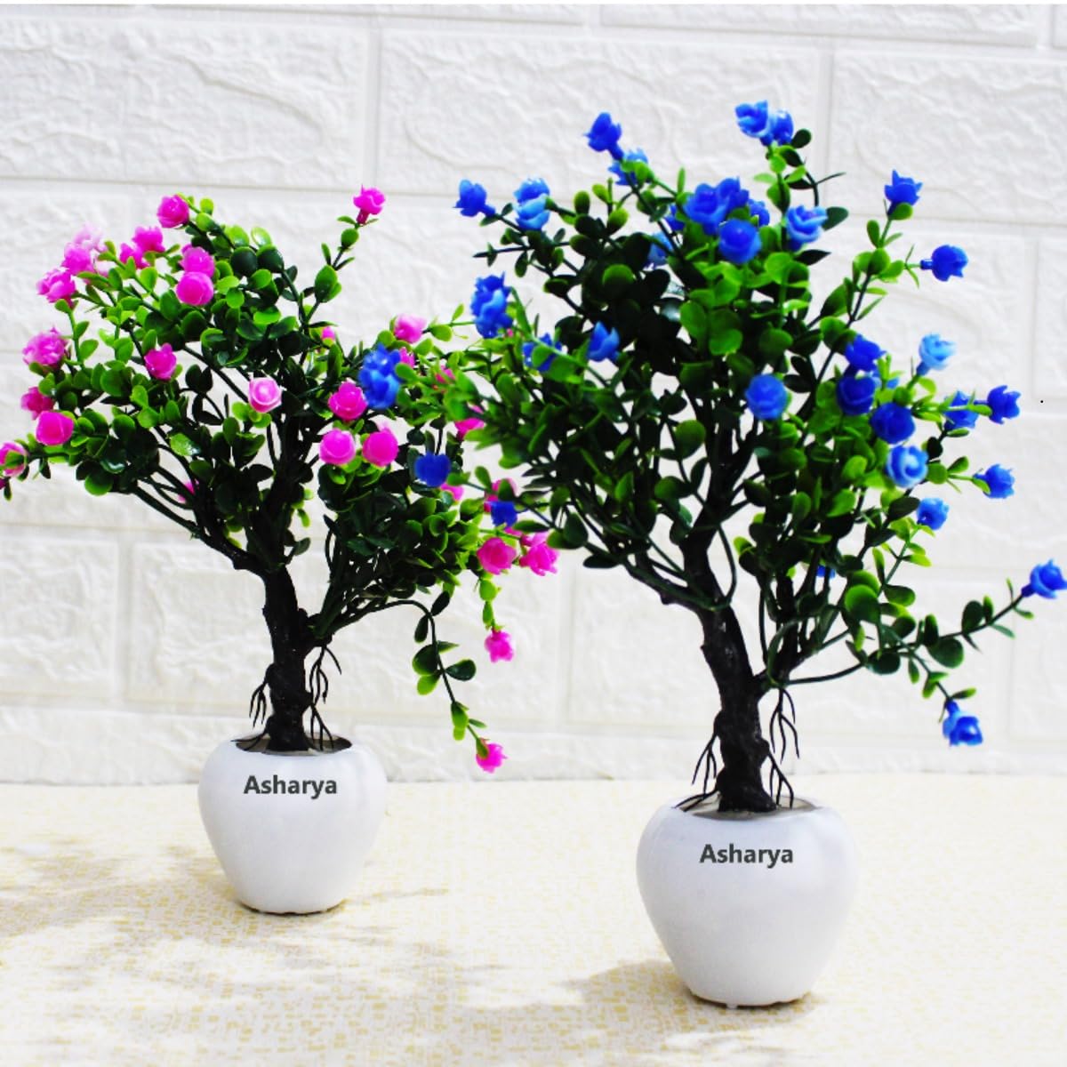 Asharya Artificial Bonsai Downfall Plant with Pot Small Greenery Decor for Indoor Home Farmhouse Aesthetic Bedroom Shelf Office Desk Bathroom Decoration (Pink-Blue) (B0CJ89ZWS8) Amazon Price History, Amazon Price Tracker