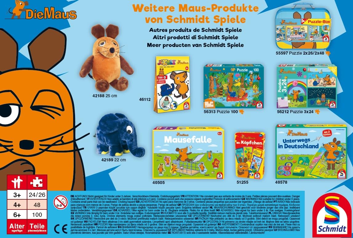 Schmidt Spiele GmbH-Sendung Mit Der Maus Mouse TV Schmidt Spiele Puzzle 56212, Colore Blu, Gute Freunde, 3x24 Teile