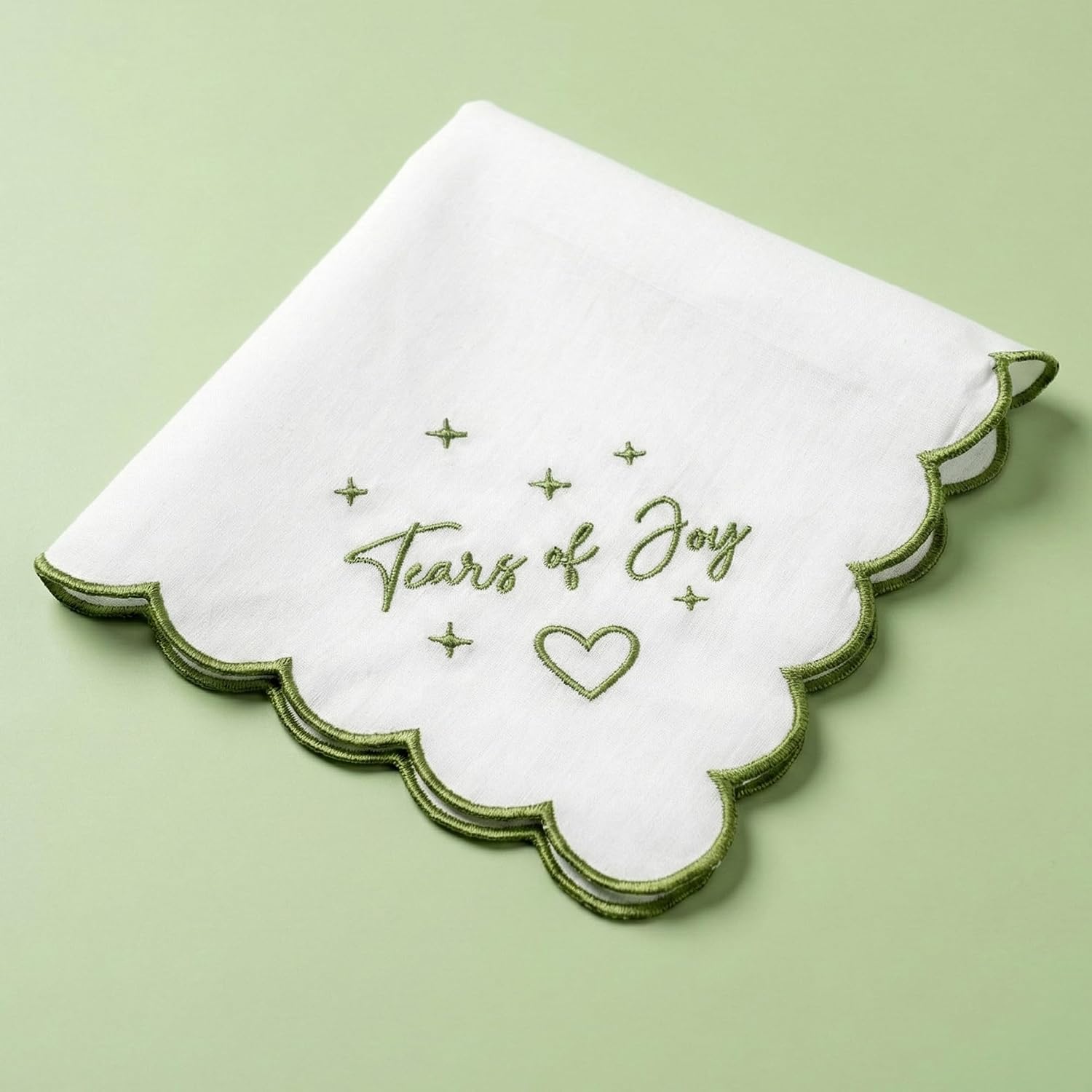KatchOn, White Happy Tears of Joy Handkerchief - White Handkerchief For Mother Of The Bride Gifts | Something Blue Gifts For Bride On Wedding Day | Engagement Gifts for Women | Bridal Shower Favors