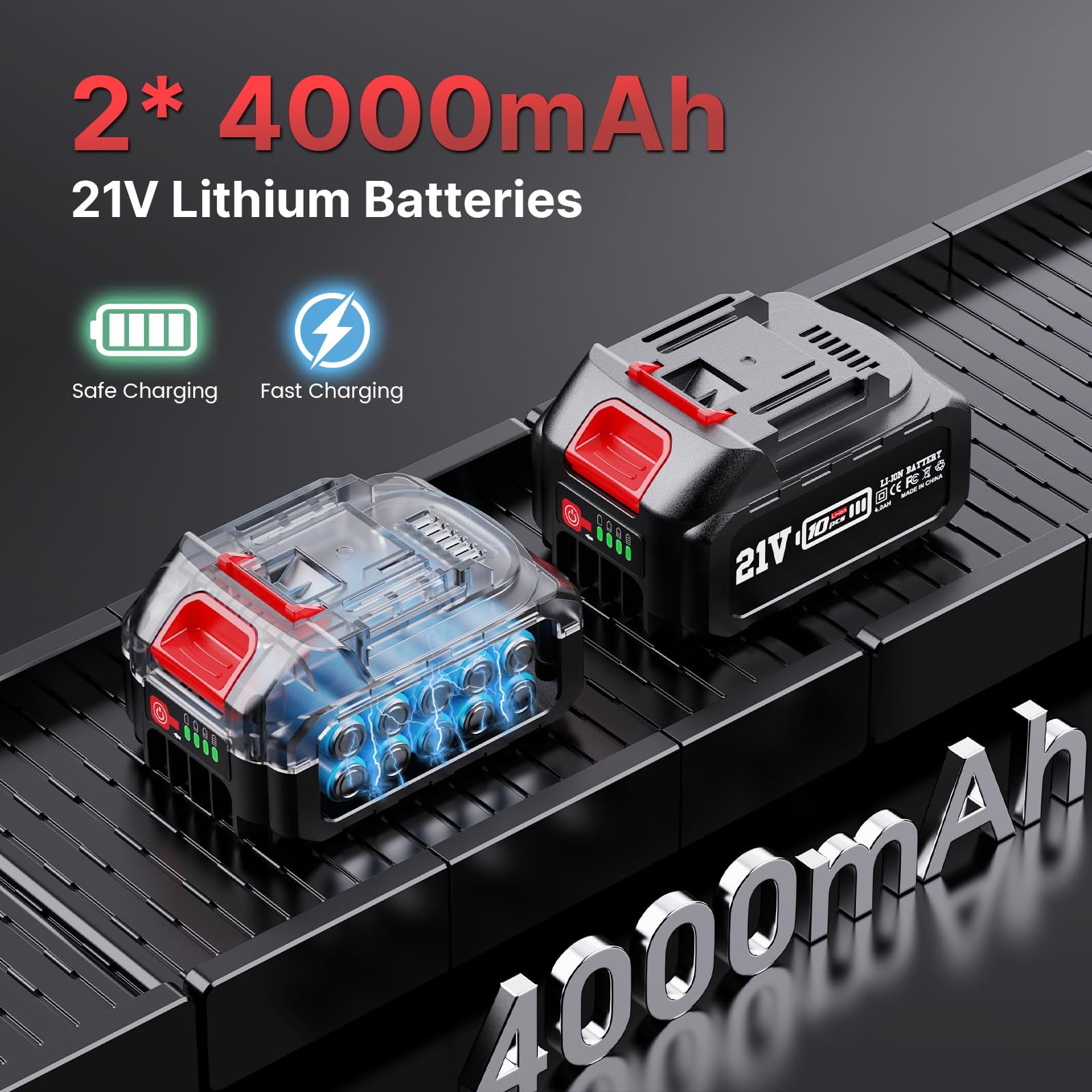 Taladro Percutor A Batería Sin Escobillas Con 2 Baterías De 4.0 Ah, SDS Plus 1.6 J, Ideal Para Bricolaje En Casa