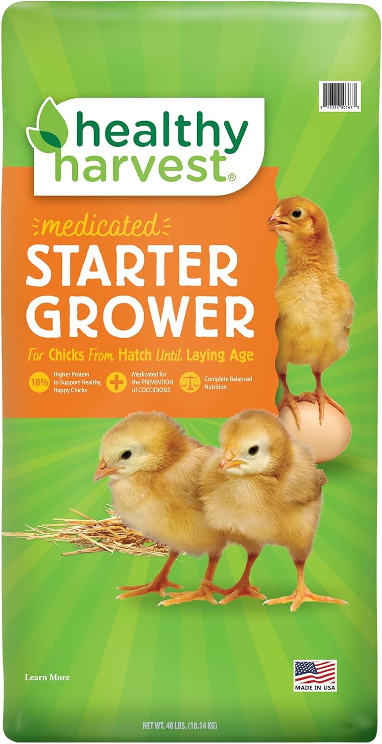 Healthy Harvest 18% Protein Medicated Chick Starter Crumble, 40 lb Bag