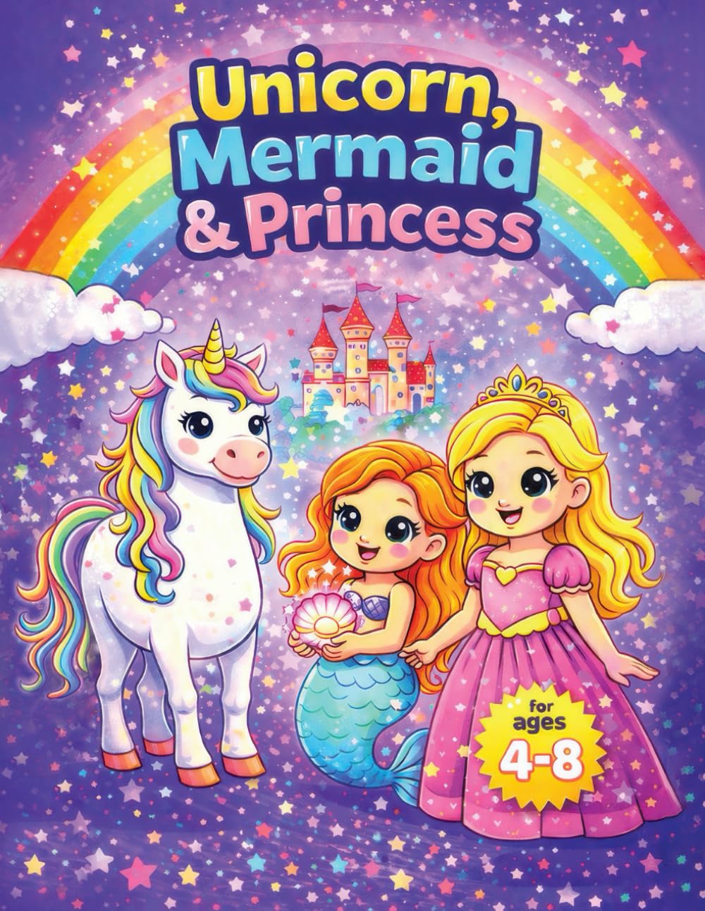 Unicorn, Mermaid & Princess children coloring book: Unicorns, Mermaids, and Princesses in a Magical Fantasy World