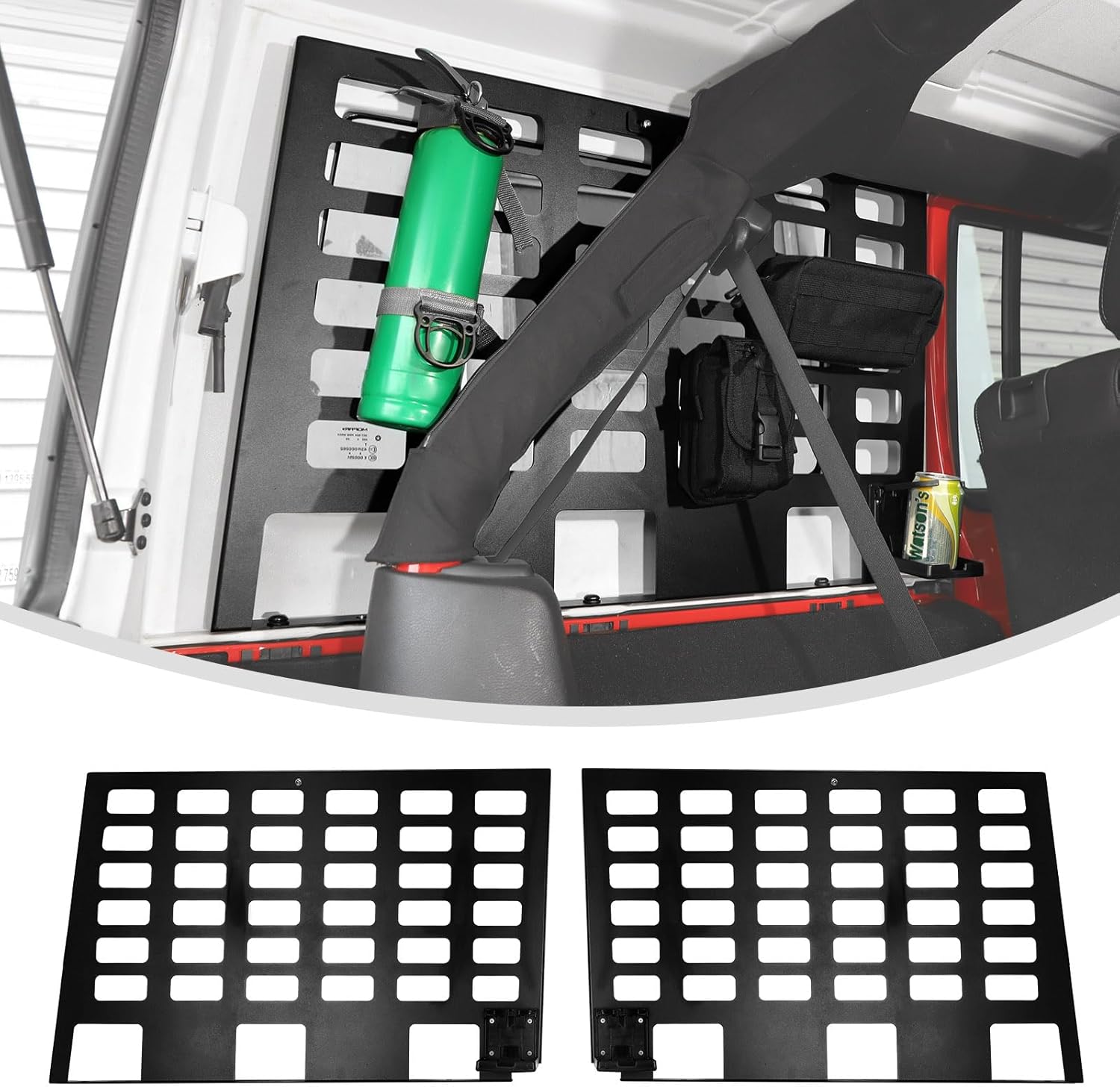 Linskip Hard Top Rear Window MOLLE Panels Compatible with 1997-2006 Jeep Wrangler TJ, Side Storage Racks for Jeep TJ 2Door, Trunk Cargo Carrier Tool Organizer for Jeep TJ Accessories(Pair, Black)