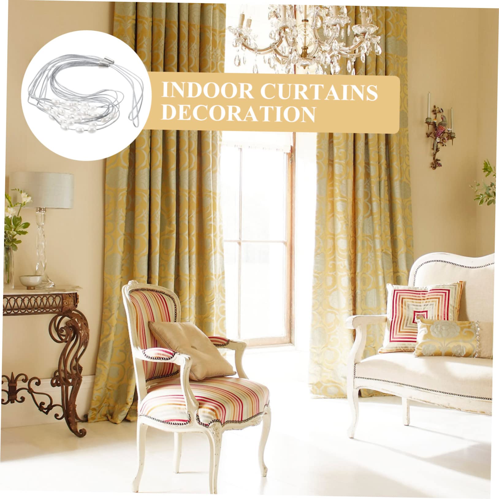 VOSAREA 8pezzi Fermatende Decorativi con Perle per Tende Interni Facile da Installare e Adatto Diverse di Tende Elegante Accessorio per Soggiorno e Ufficio