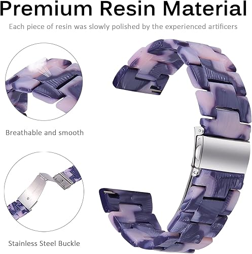 Miniatura 3 de Miimall Compatible con Fitbit Versa 3Sense, bandas de resina para mujeres y hombres, correa de repuesto de acero inoxidable súper ligera para Fitbit