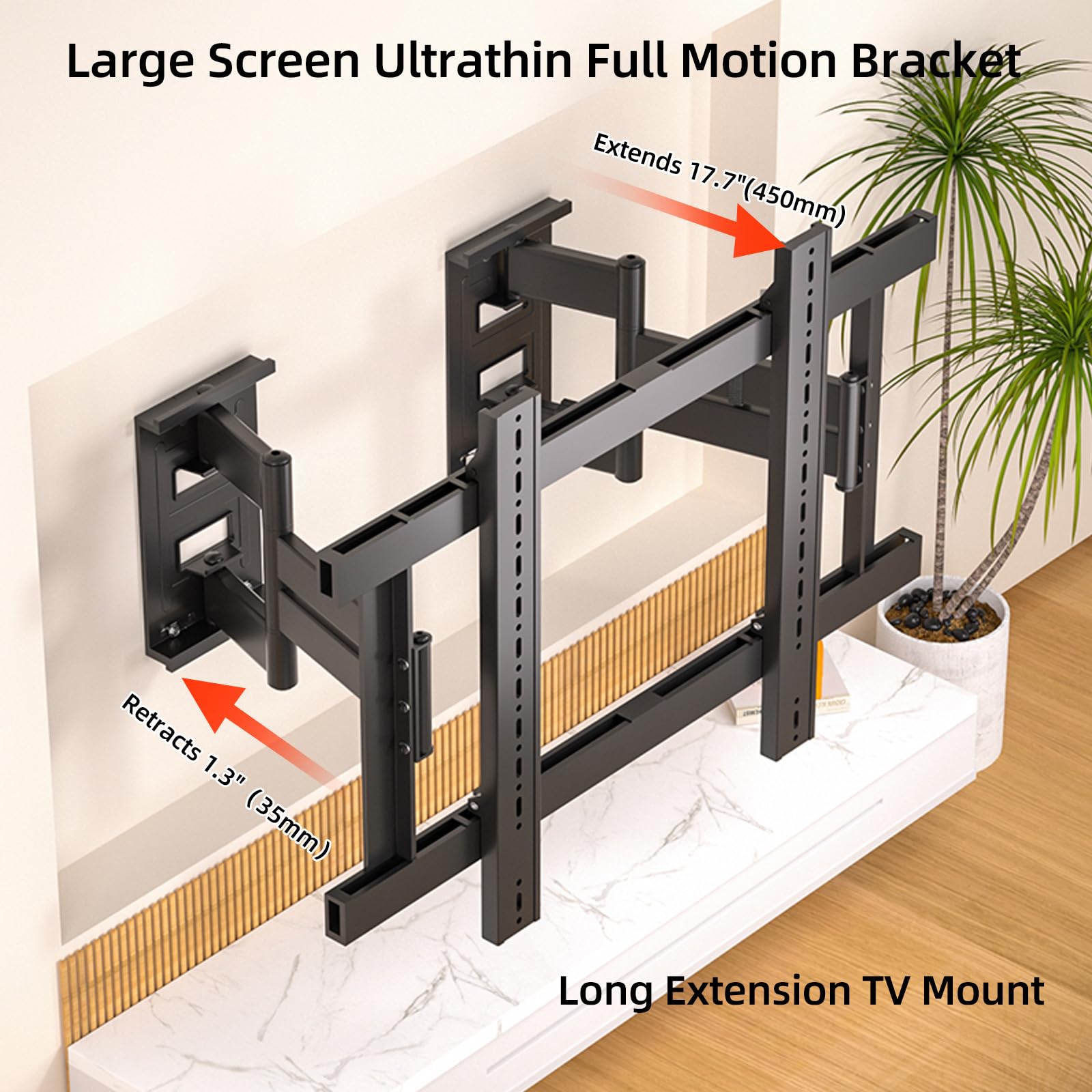 Soporte TV Pared Movimiento Completo 55-120 Pulgadas Televisión hasta 135 kg, Soporte TV 8 brazos MAX VESA 800x600