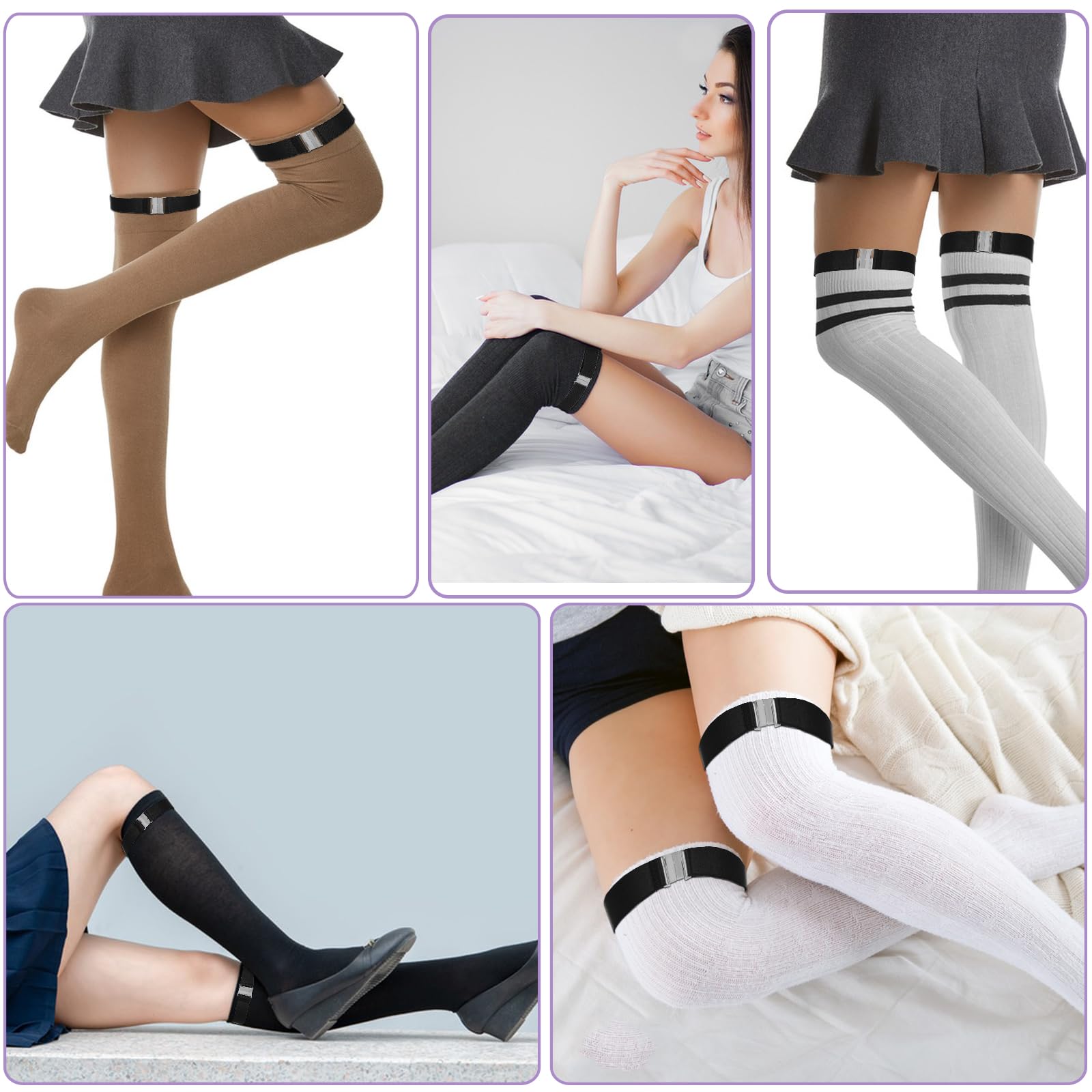 Giantree Damski pas do pończoch na udo, regulowany czarny pas do pończoch, pasek do uda plus size, opaski do pończoch na uda, biżuteria dla kobiet, na uda, elastyczny pas do pończoch i zestaw