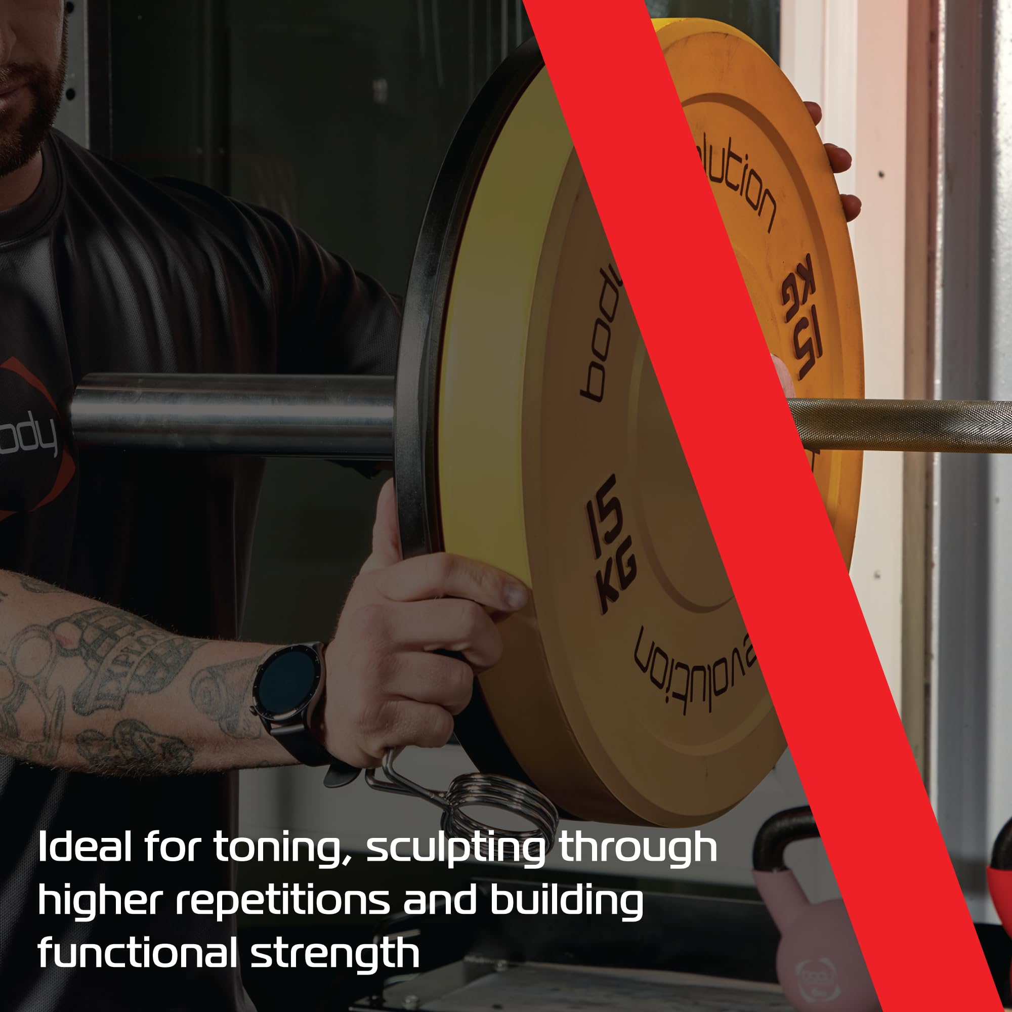 BODY REVOLUTION olimpijskie talerze obciążające do sztangi 5 cm, zestaw 150 kg, gumowe płyty zderzakowe, sprzęt do domowej siłowni do treningu siłowego