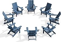 Vista 54 de SERWALL Juego de 2 sillas Adirondack modernas, sillas Adirondack plegables con portavasos dobles, sillas de plástico HDPE para exteriores para Negro