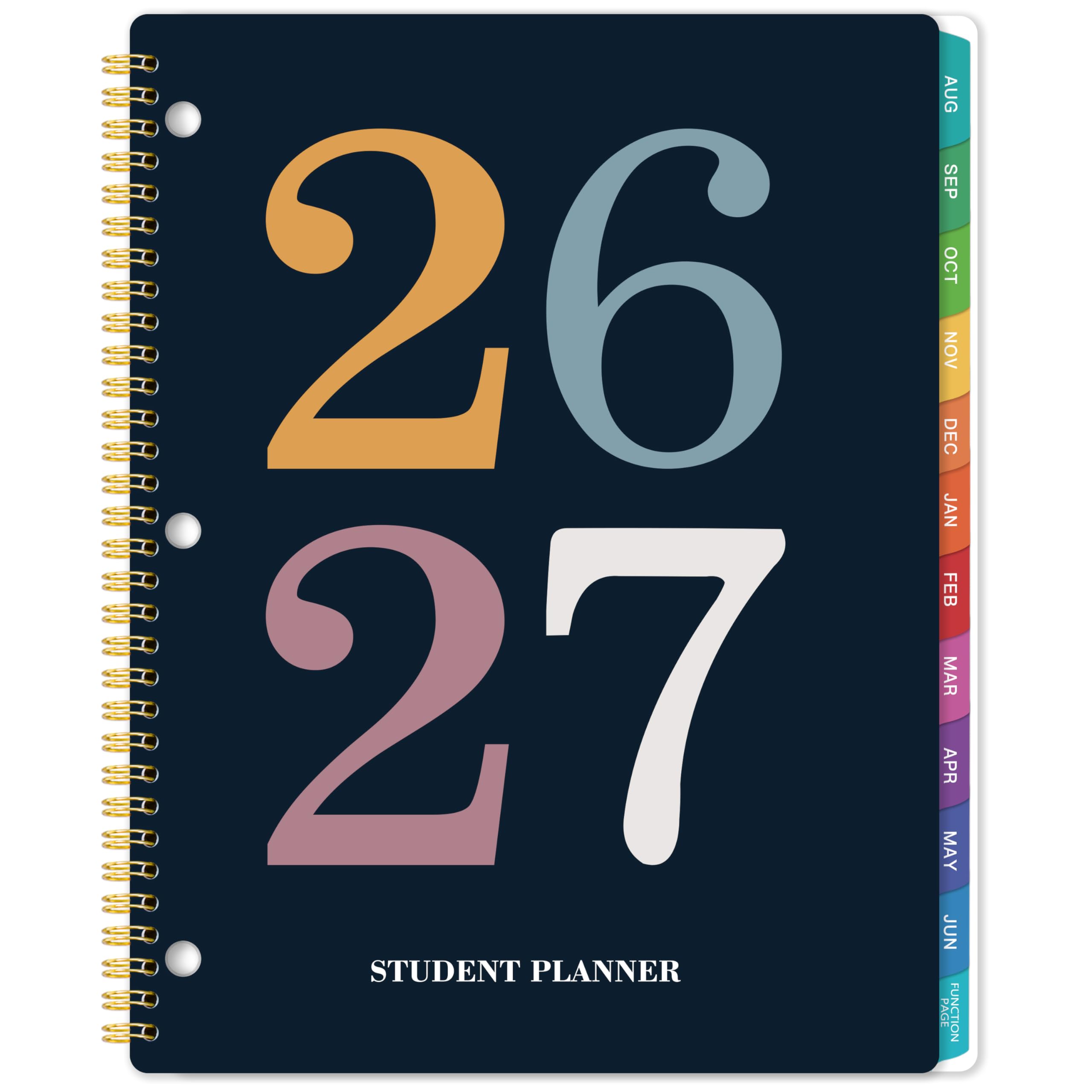 Planer szkolny 2025-2026 – planer szkolny 2025-2026, lipiec 2025 – czerwiec 2026, 21,6 x 27,9 cm, planer studencki z naklejkami, planer tygodniowy, zakładki i dziurkowanie 3