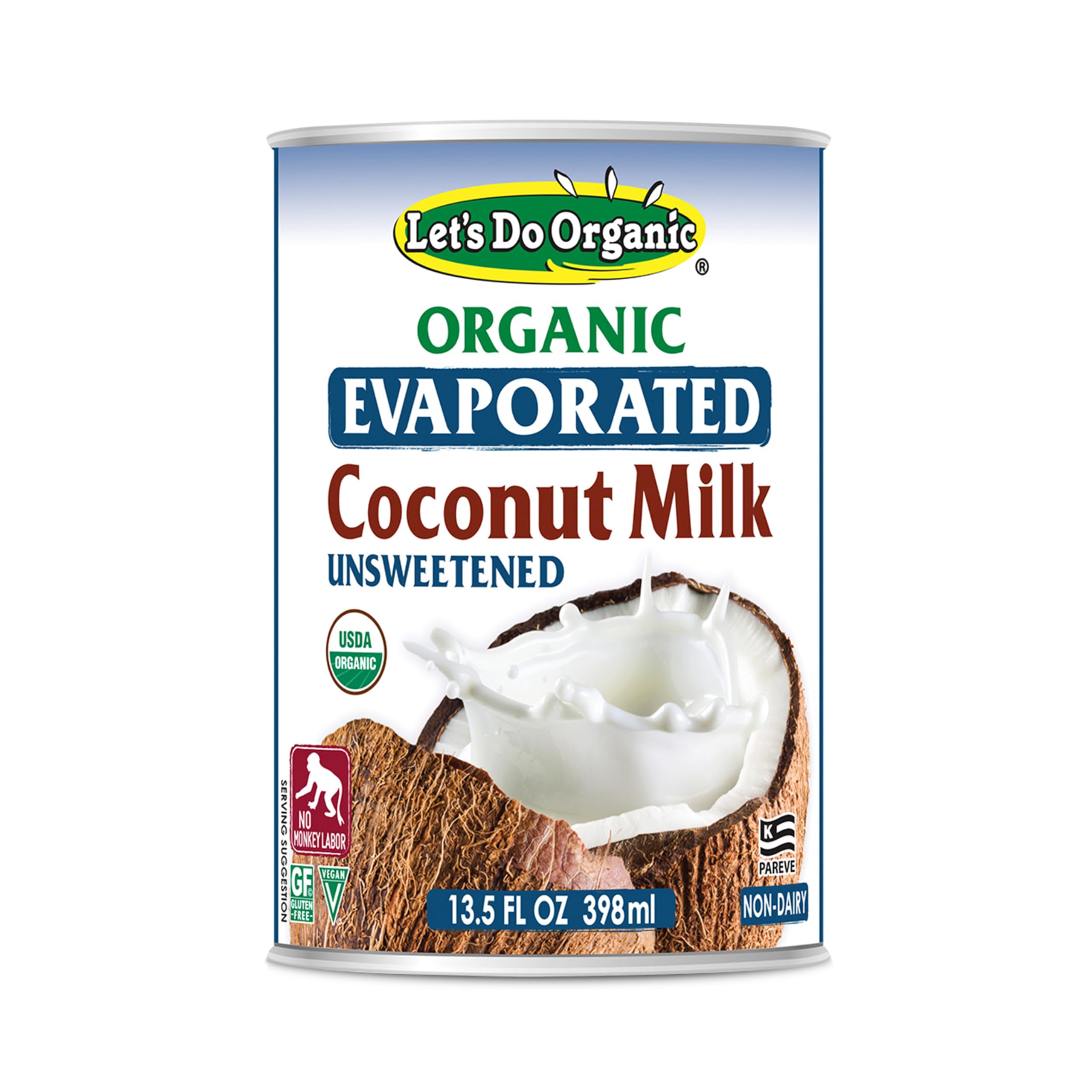 Lets Do Organic Evaporated Coconut Milk Unsweetened - Organic Unsweetened Coconut Milk Canned - 13.5 Ounce (Pack of 12)