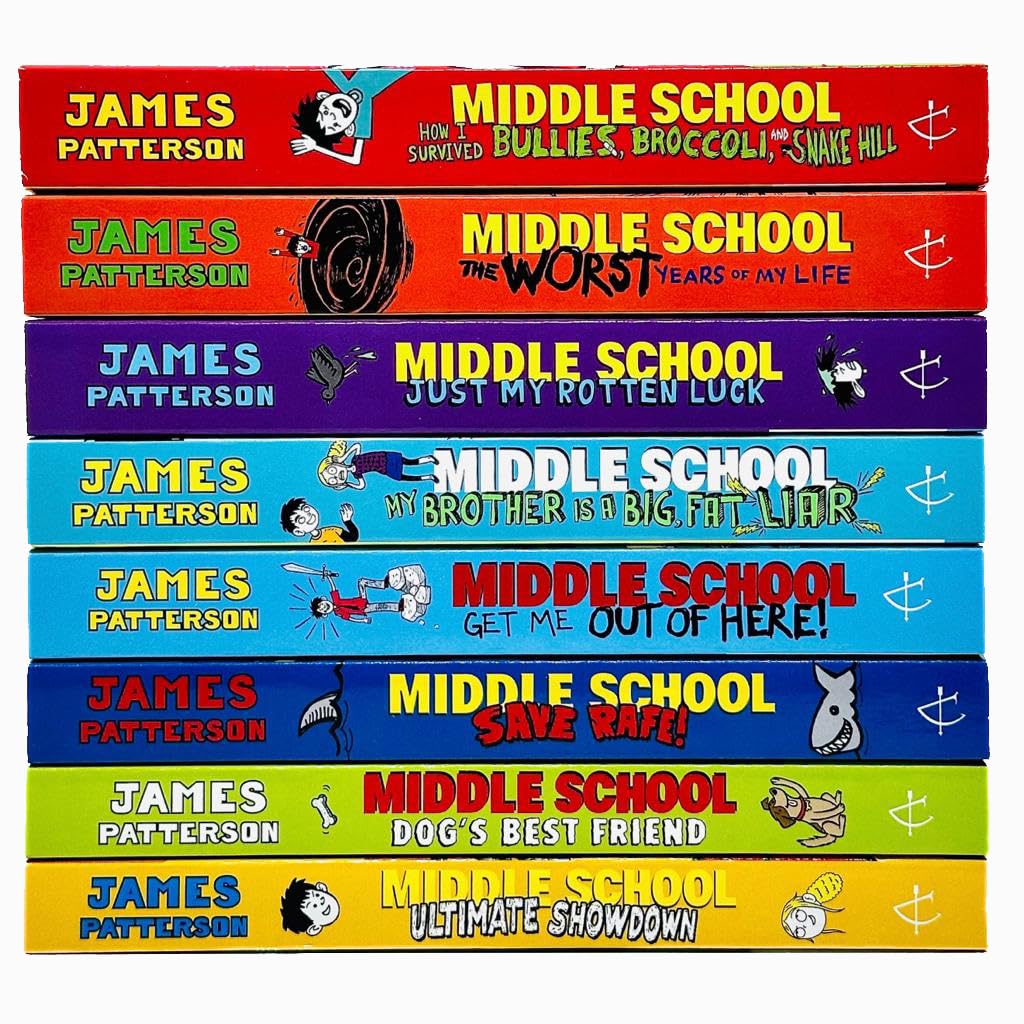James Patterson Middle School 8 Books Collection Set (The Worst Years of My Life,Get Me Out of Here,My Brother Is a Big Fat Liar,How I Survived Bullies Broccoli and Snake Hill,Ultimate Showdown..