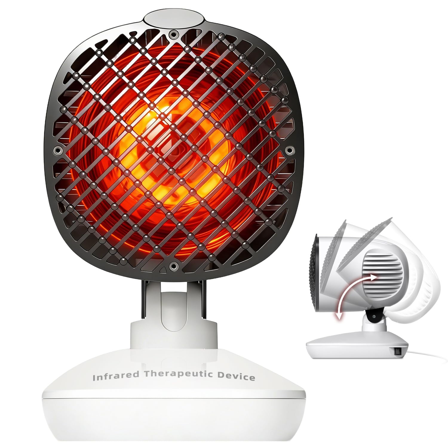 Infrarotlampe mit 3-in-1-Technologie, Rotlichtlampe Gesicht, Infrarot Lampe mit Tiefenwärme, 3 Sekunden Schnellheizung, einstellbarer Kopf, ideal bei Erkältung, Muskelverspannung & Hautpflege