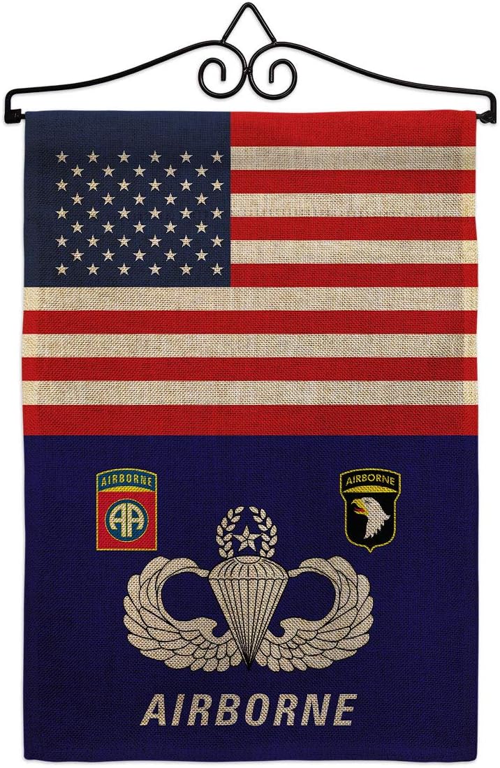 Army US Airborne Burlap Garden Flag Set Mailbox Hanger Armed Forces Rangers United State American Military Veteran Retire Official Small Gift Yard House Banner Double-Sided Made In USA 13 X 18.5
