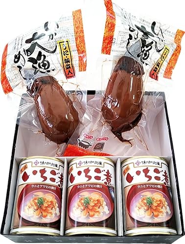 シーフードギフト/八戸グルメ贈答Mセット (いちご煮缶詰3個+いか大漁めし1尾2個・化粧箱包装済)