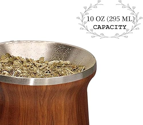 Miniatura 3 de LA FEE Yerba Mate - Juego de tazas de huevo y calabaza natural, color marrón (taza tradicional original, 12 onzas), incluye popote de yerba mate y
