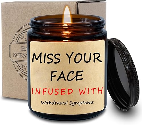 Velas aromáticas para el hogar, vela con aroma a vainilla Miss Your Face, regalo de relación a larga distancia, regalo de amistad divertida para