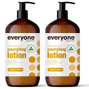 Everyone 2-in-1 Lotion for Hands Body 32 ounce Pack of 2 Coconut and Lemon made with Essential Oils