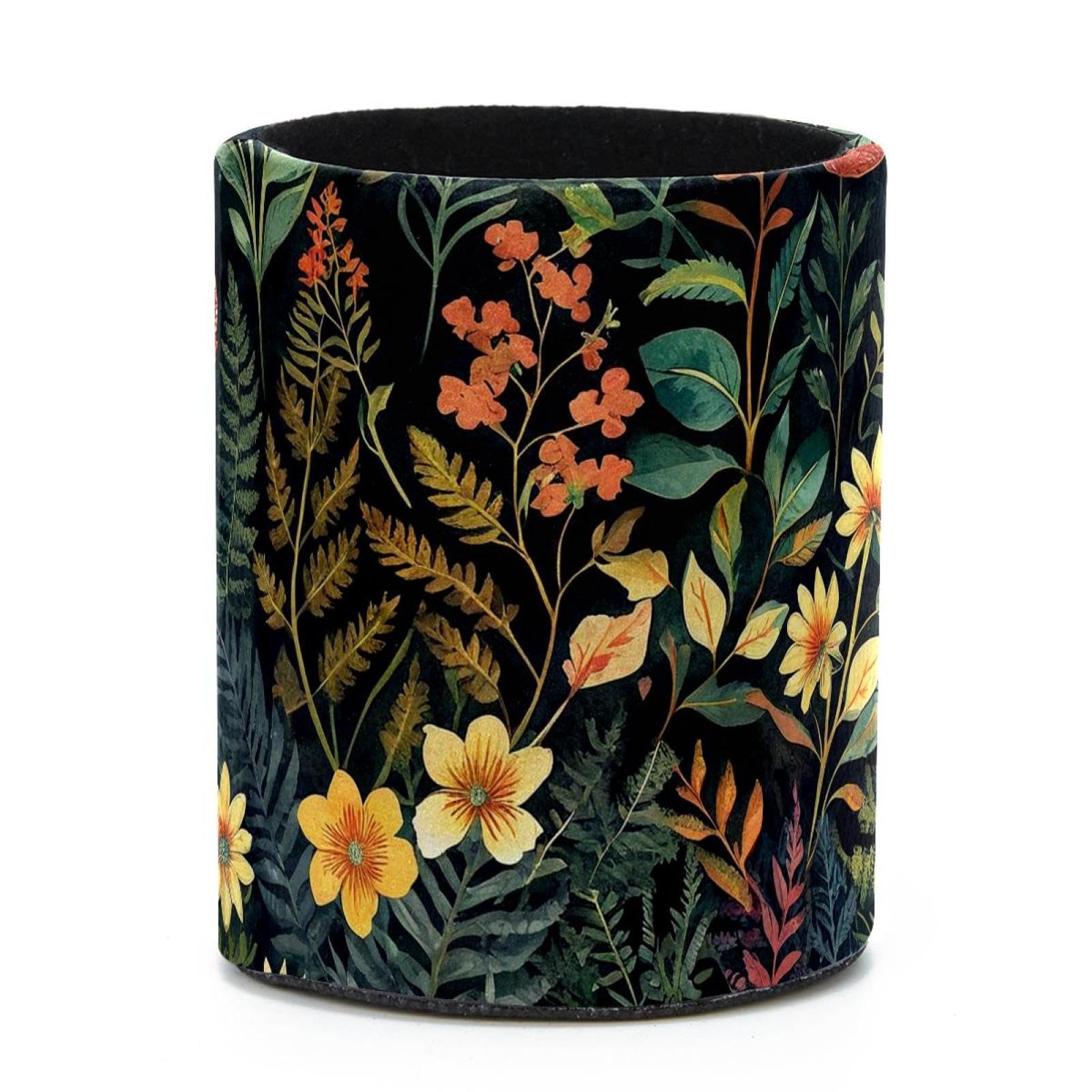 VAPOKF Round Pencil Holders for Desk, Wildflowers Pen Holders Pen Pot Makeup Brushes Storage Desktop Stationery Supplies Organiser for Home Office