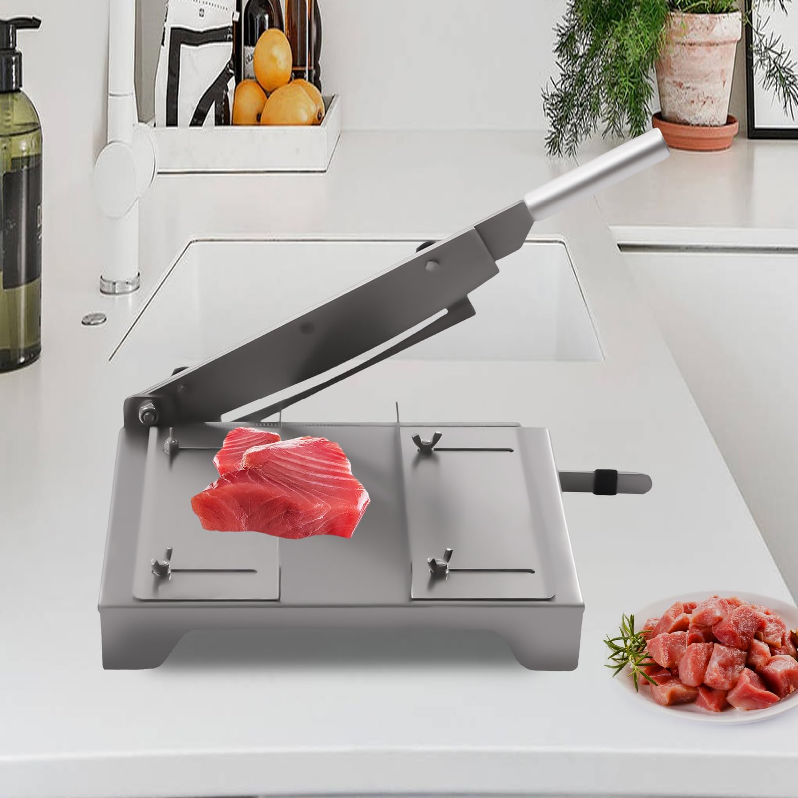 Manual Meat Bone Cutter Machine, Frozen Meat Slicer Bone Cutter, Heavy Duty Chicken Cutting Machine with blade Bone Chopper for Kitchen Beef Goat Pig Fish (style3)