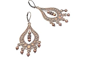 Antiqued Copper Large Dangle Earrings for Women