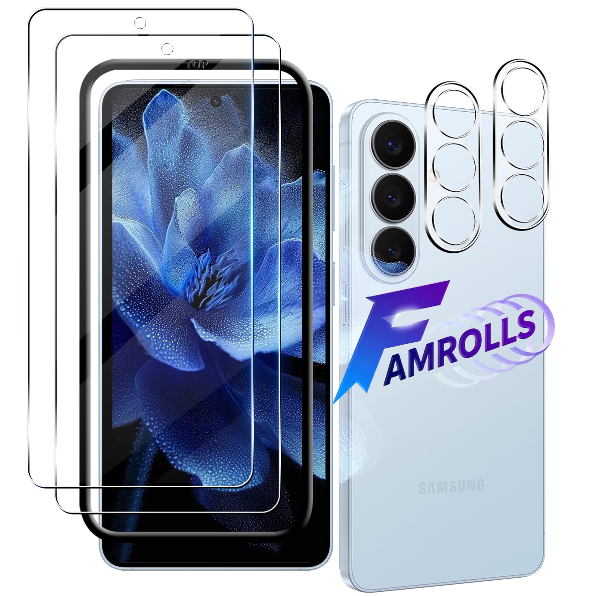 【2+2枚セット ガイド枠付き】 対応 Galaxy S26 Plus ガラスフィルム (2枚) + カメラフィルム (2枚) 【日本製素材旭硝子製】 用 ギャラクシーs26 Plus フィルム 強化ガラス 液晶 保護フィルム 硬度9H 耐衝撃 飛散防止 指紋防止 全面保護 極薄 高透過率 貼り付けやすい 2.5D ラウンドエッジ加工など 対応 Galaxy S26 Plus SC-52G/SCG38 ガラス保護フィルム