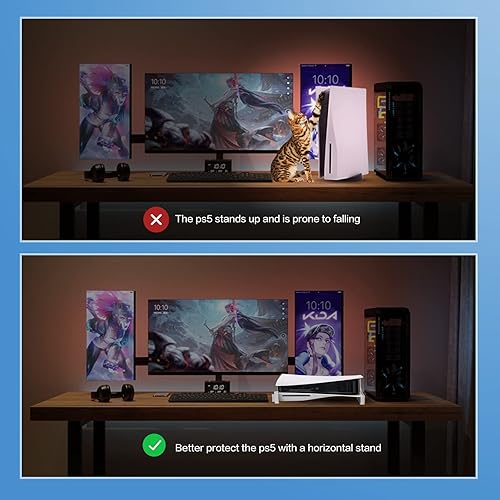 Vista 3 de ECHZOVE Soporte horizontal PS5, HUB USB para PS5, PlayStation 5 Accesorios Base Stand y Hub Adaptador para PlayStation 5 Disco o Edición Digital