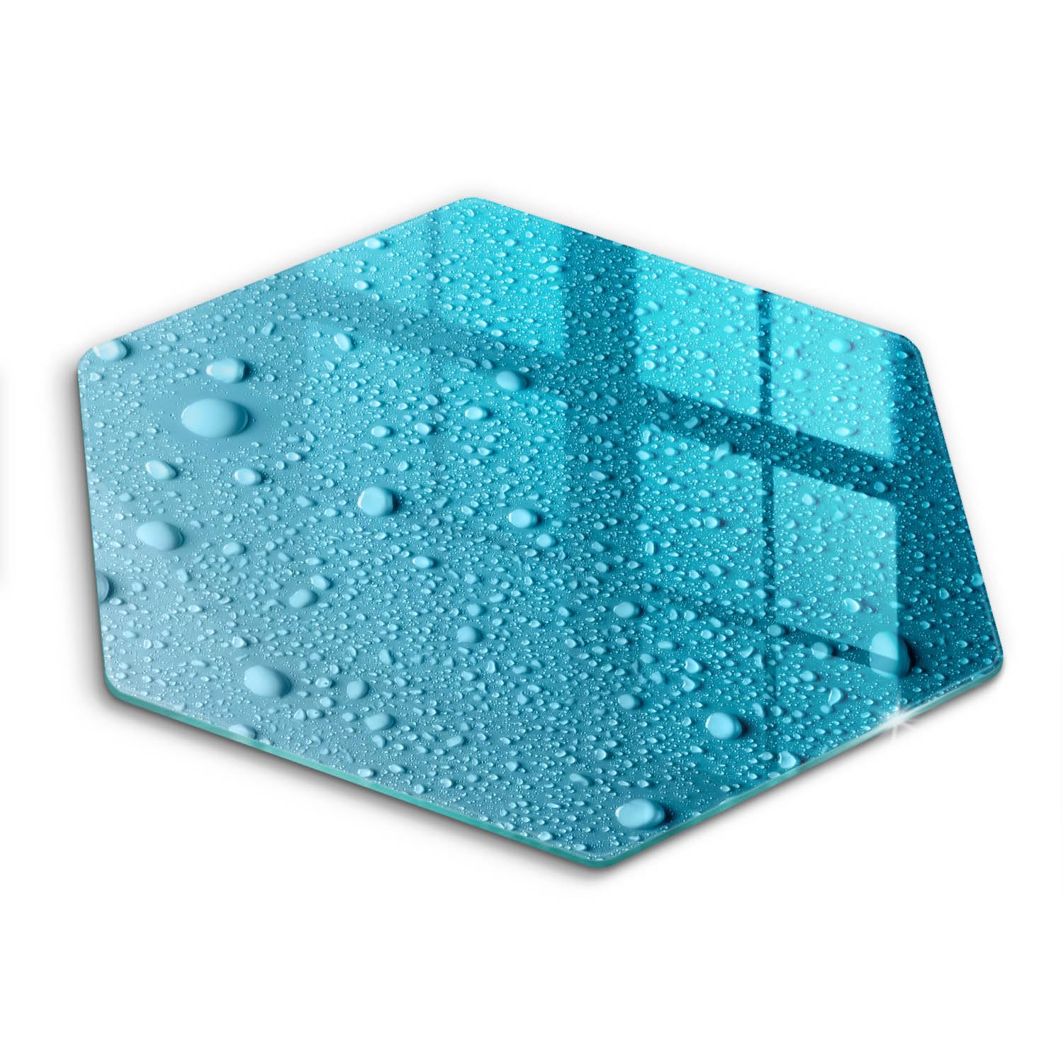 Planche induction et protège-plaque de cuisine hexagone 40cm, style gouttes d'eau