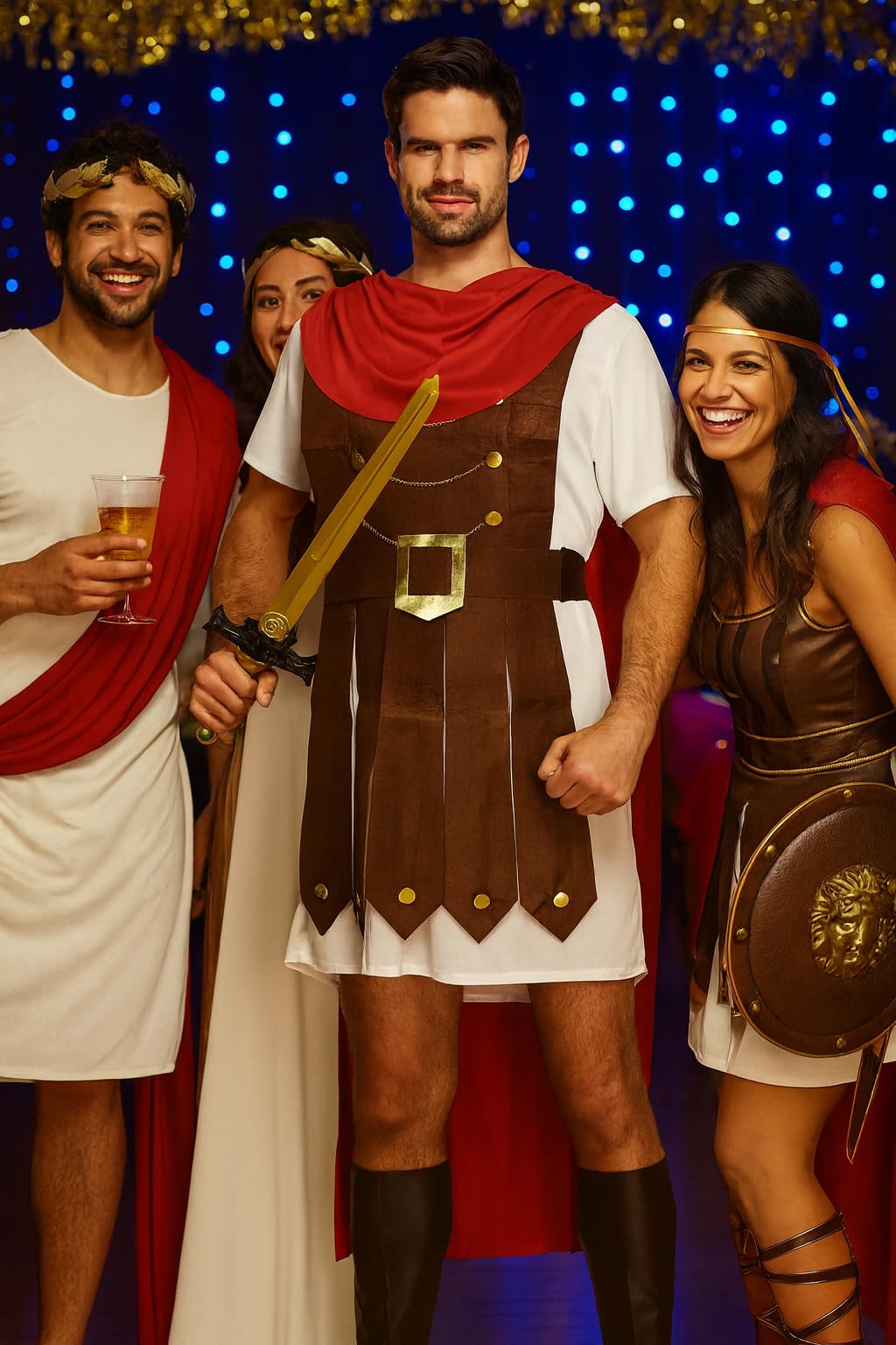 HENBRANDT Adult Men’s Roman General Fancy Dress Costume Spartan Fighter Roman Gladiator Centurion Cosplay Historical Dress Up Outfit Mens Fancy Dress Costume