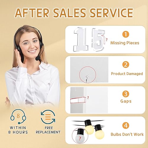 Miniatura 4 de imprsv Números de decoración de cumpleaños de 15 pies decoraciones de aniversario de fiesta de cumpleaños número 15 grandes números iluminados 15